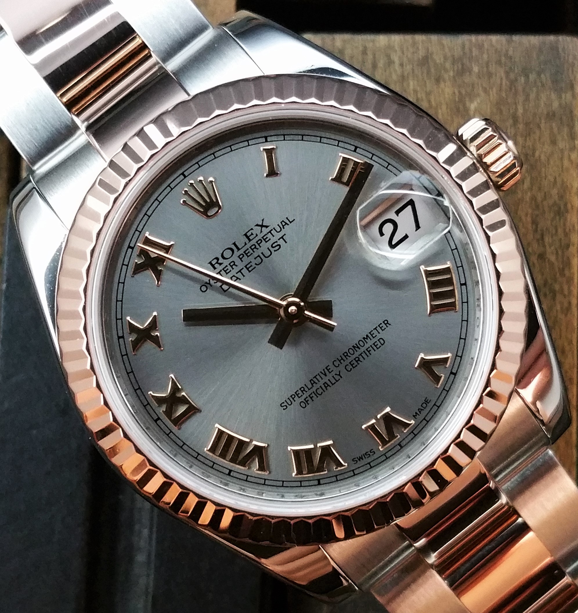 2010 Rolex Datejust Steel & Rose Gold 178271 Mide Size with Box & Papers