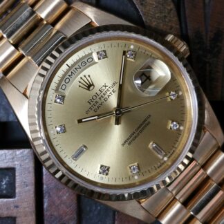 1990 Rolex Day Date Yellow Gold 18238 with Gold Diamonds Dial