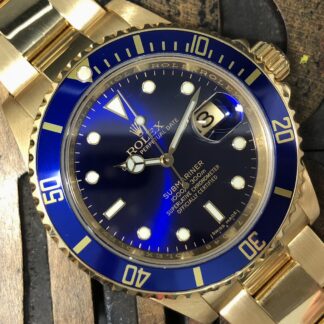 2007 Rolex Submariner Date 16618 Yellow Gold Blue Dial with Box